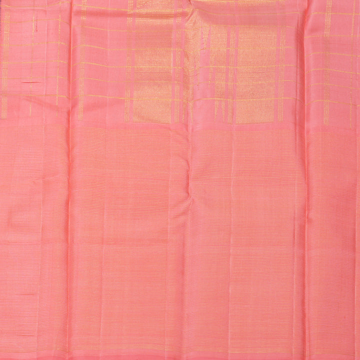 Hayagrivas Handloom Midnight Blue Kanjivaram Silk Saree with Peach Pink Border KBF573G2-1