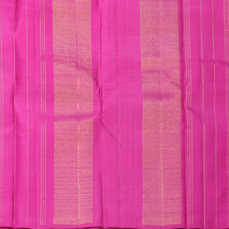 Hayagrivas Handloom Yellow &amp; White Checks Kanjivaram Silk Saree with Pink Border KBF573G2-3