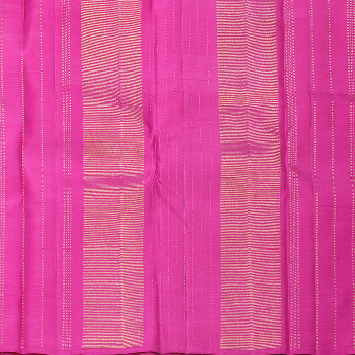 Hayagrivas Handloom Yellow &amp; White Checks Kanjivaram Silk Saree with Pink Border KBF573G2-3