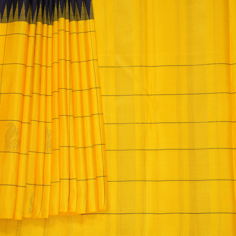 Hayagrivas Handloom Deep Jamun Kanjivaram Silk Saree with Yellow Border KBF573G2-4