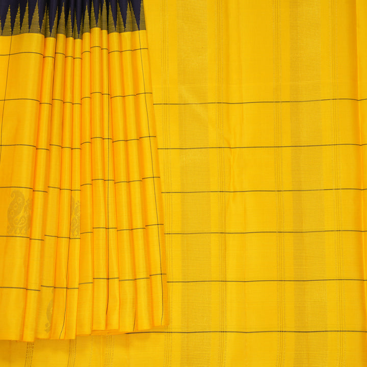 Hayagrivas Handloom Deep Jamun Kanjivaram Silk Saree with Yellow Border KBF573G2-4