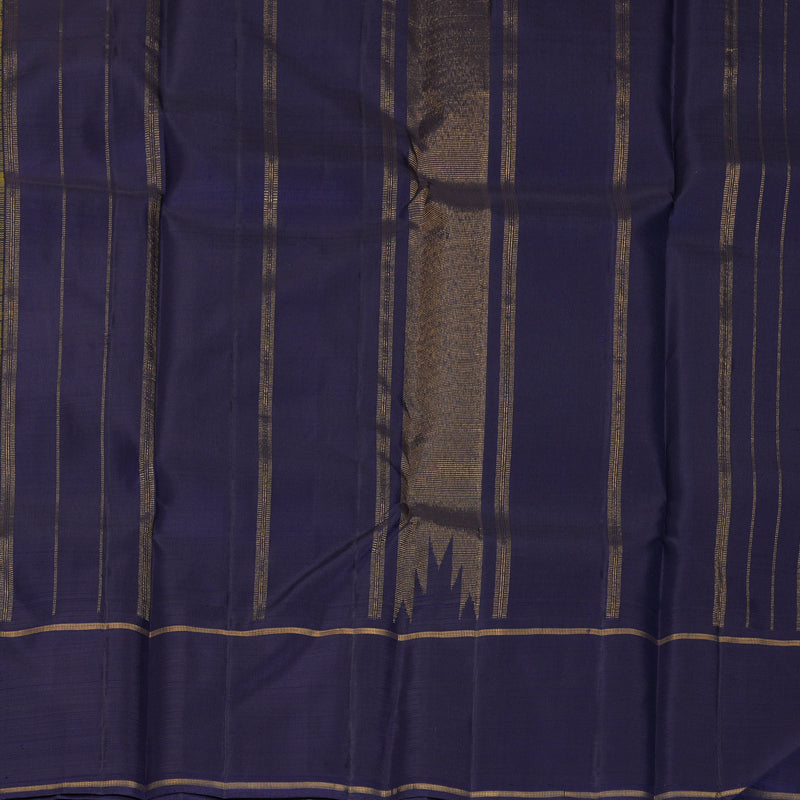 Hayagrivas Handloom Yellow Kanjivaram Silk Saree with Navy Blue Border KBF573G3-1