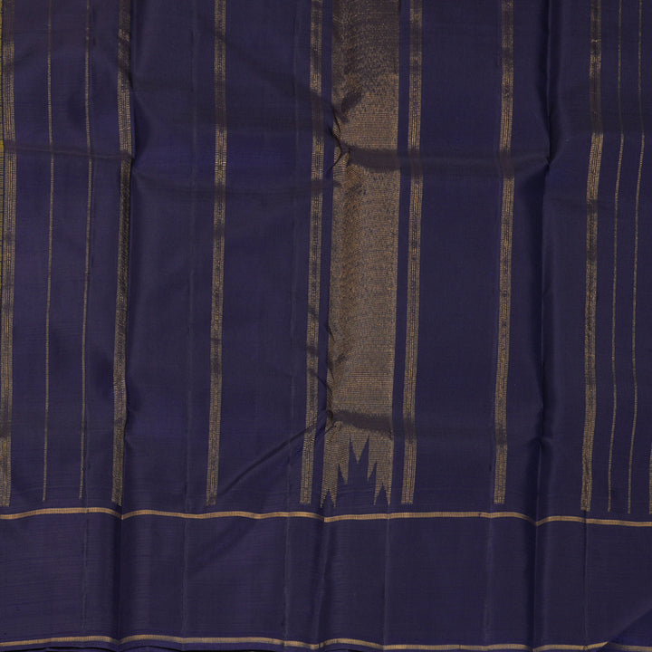 Hayagrivas Handloom Yellow Kanjivaram Silk Saree with Navy Blue Border KBF573G3-1