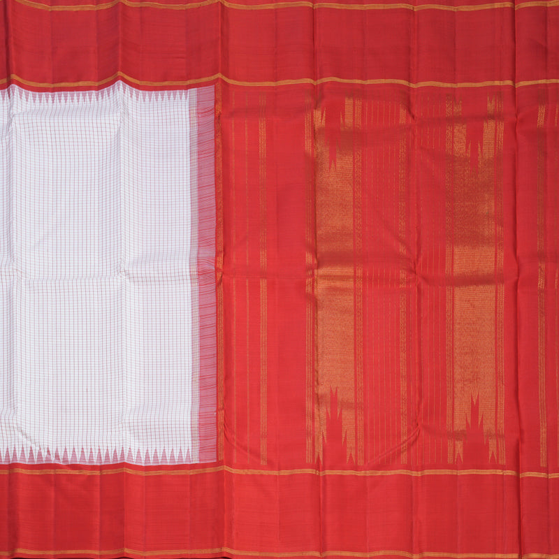 Hayagrivas Handloom White Kanjivaram Silk Saree with Red Border KBF573G3-2