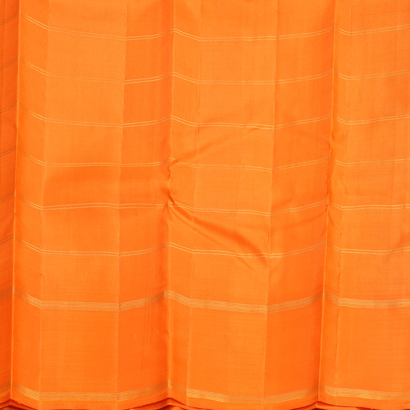 Hayagrivas Handloom Navy Blue Kanjivaram Silk Saree with Orange Border KBF573G4-1