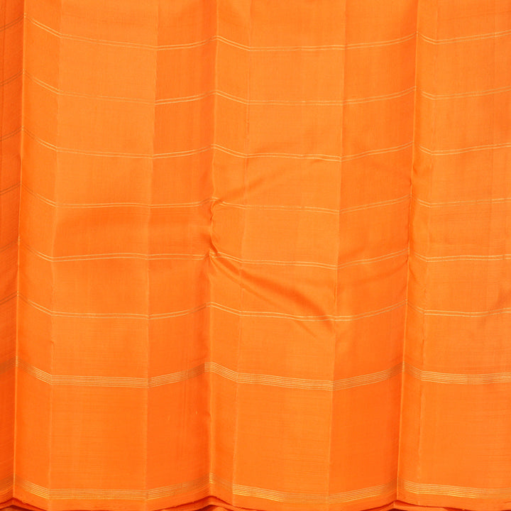 Hayagrivas Handloom Navy Blue Kanjivaram Silk Saree with Orange Border KBF573G4-1