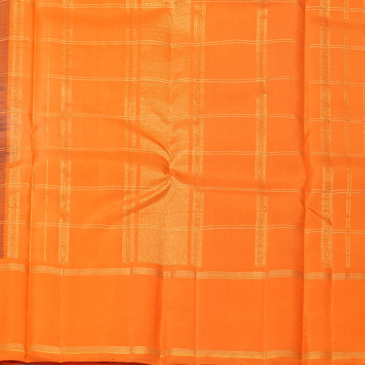 Hayagrivas Handloom Navy Blue Kanjivaram Silk Saree with Orange Border KBF573G4-1