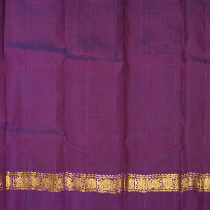Hayagrivas Handloom Mango Yellow Kanjivaram Silk Saree with Purple Border KBF573G5-2