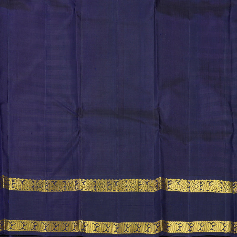 Hayagrivas Handloom Pink &amp; Orange Checks Kanjivaram Silk Saree with Dark Blue Border KBF573G8-1