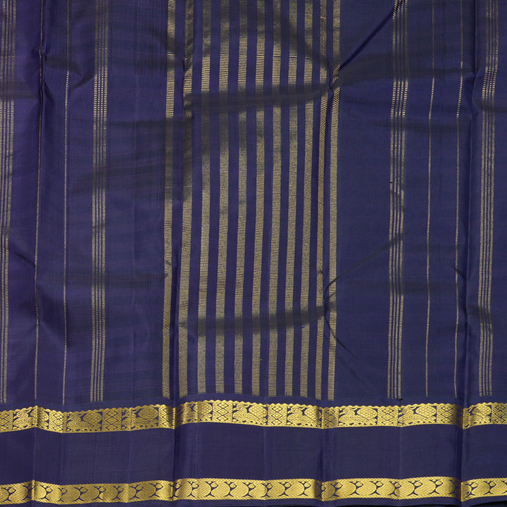 Hayagrivas Handloom Pink &amp; Orange Checks Kanjivaram Silk Saree with Dark Blue Border KBF573G8-1