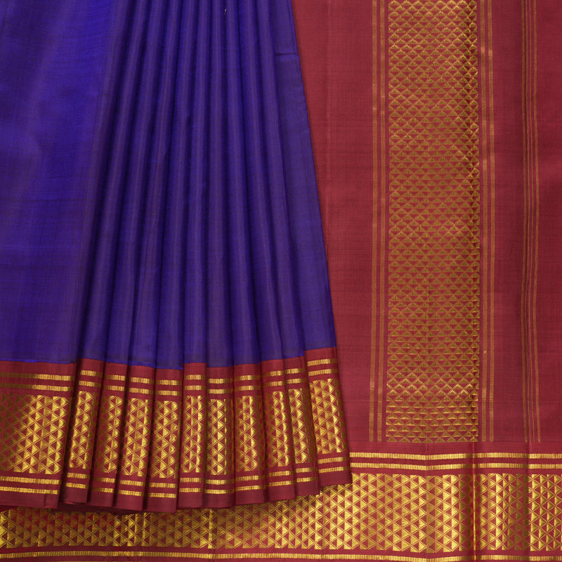 Hayagrivas Handloom Royal Blue Ten Yards Silk Saree KBF575G2-1