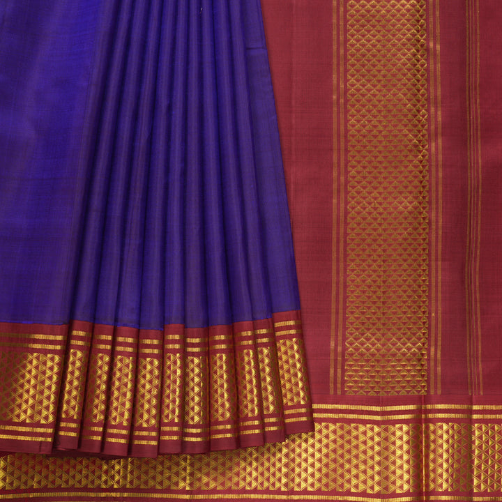 Hayagrivas Handloom Royal Blue Ten Yards Silk Saree KBF575G2-1