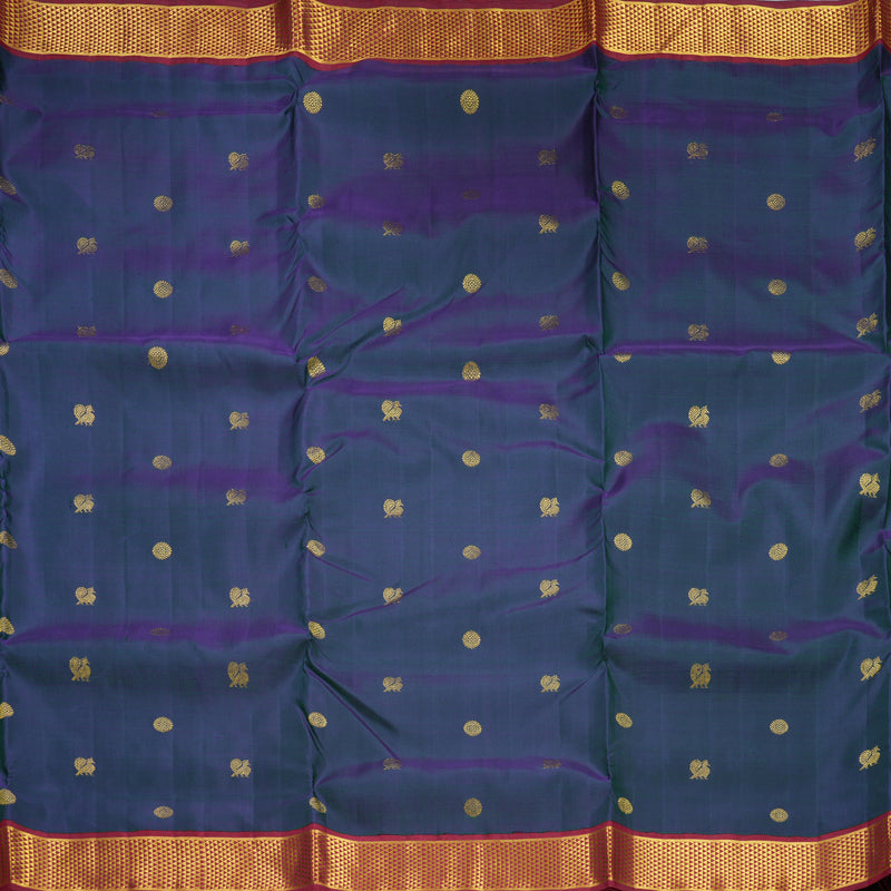 Hayagrivas Handloom Peacock Green Ten Yards Silk Saree KBF575G5-2