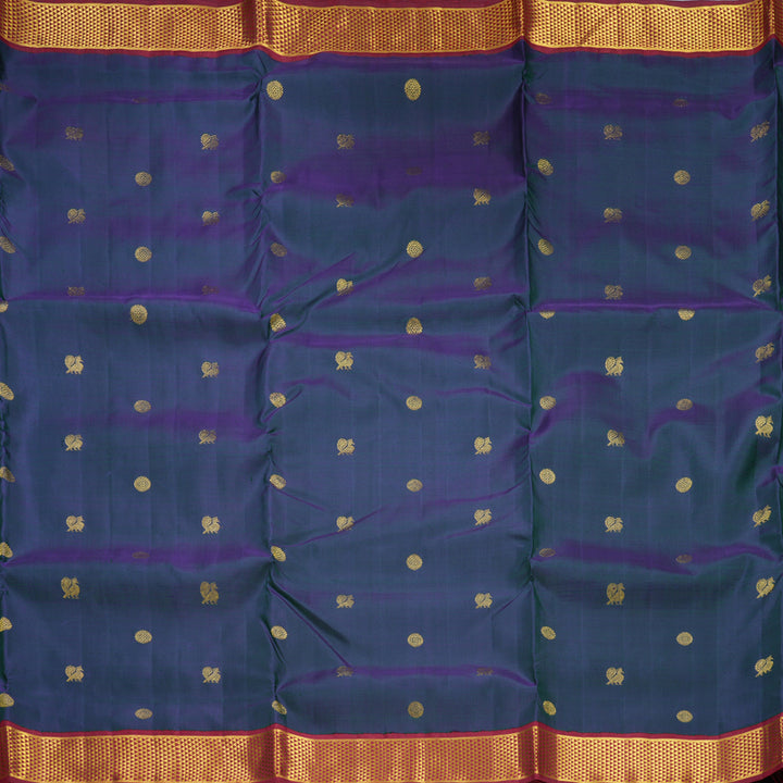 Hayagrivas Handloom Peacock Green Ten Yards Silk Saree KBF575G5-2