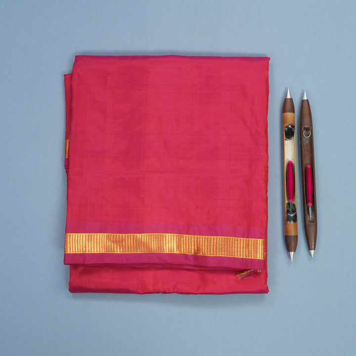 Hayagrivas Handloom Rani Pink Ten Yards Silk Saree KBF577G1-1