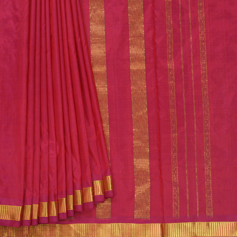 Hayagrivas Handloom Rani Pink Ten Yards Silk Saree KBF577G1-1