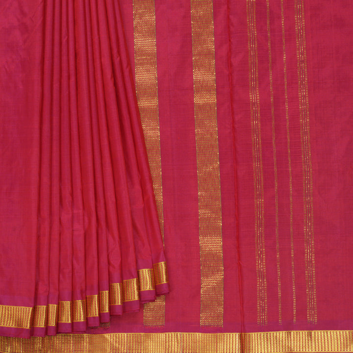 Hayagrivas Handloom Rani Pink Ten Yards Silk Saree KBF577G1-1