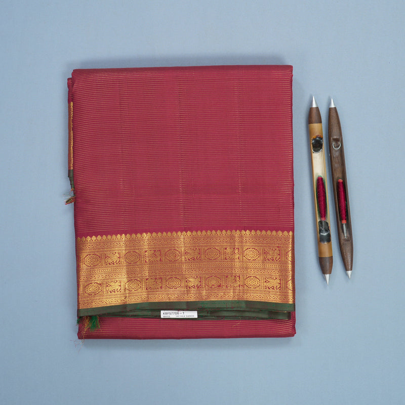 Hayagrivas Handloom Maroon Ten Yards Silk Saree KBF577G6-1