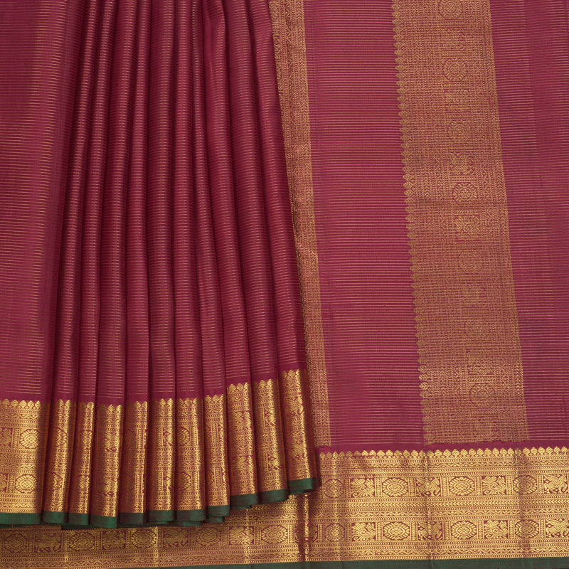 Hayagrivas Handloom Maroon Ten Yards Silk Saree KBF577G6-1