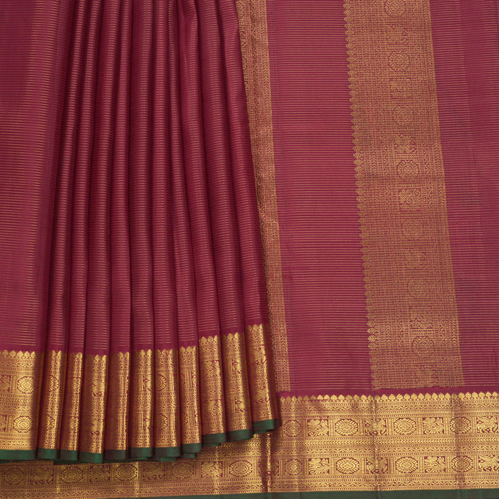 Hayagrivas Handloom Maroon Ten Yards Silk Saree KBF577G6-1