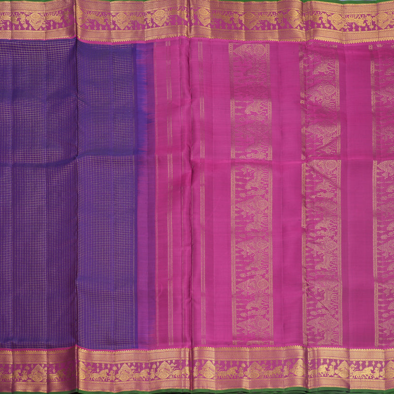 Hayagrivas Handloom Purple Ten Yards Silk Saree KBF577G7-1