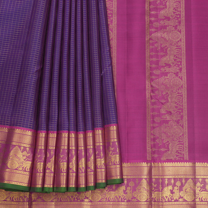 Hayagrivas Handloom Purple Ten Yards Silk Saree KBF577G7-1