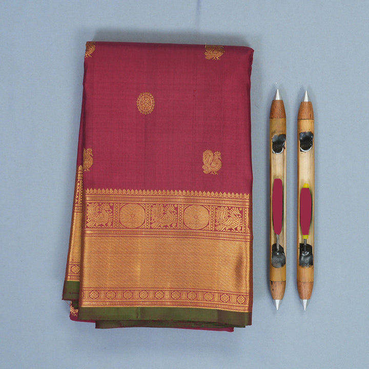 Hayagrivas Handloom Maroon Kanjivaram Silk Saree KBF578G1-1