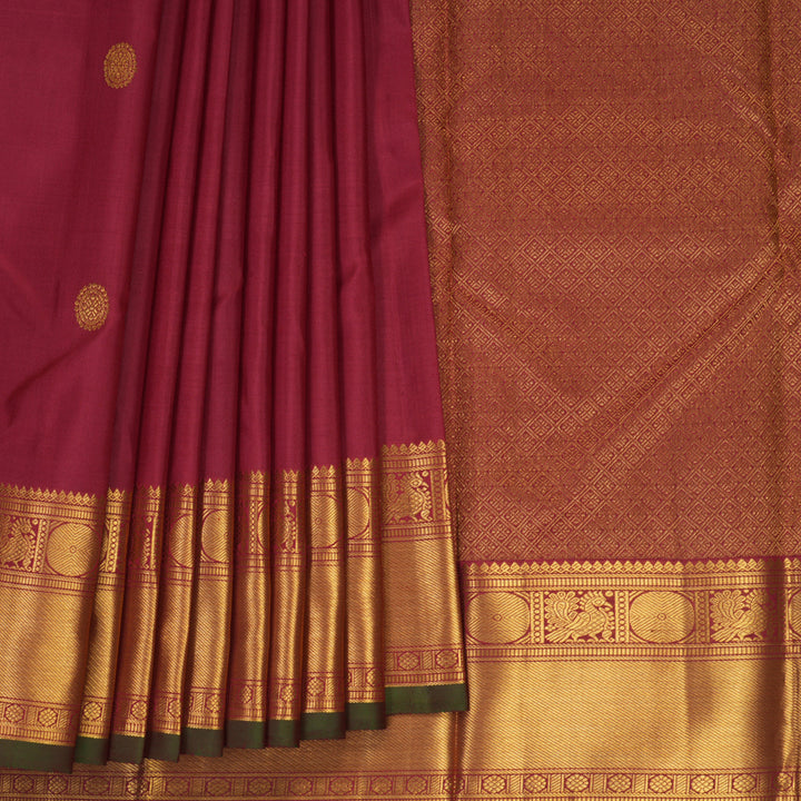 Hayagrivas Handloom Maroon Kanjivaram Silk Saree KBF578G1-1
