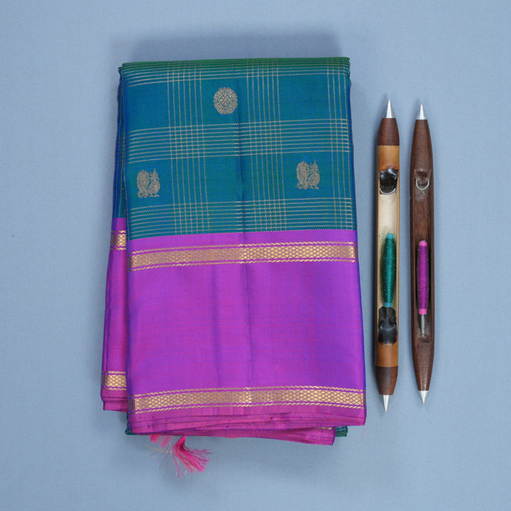 Hayagrivas Handloom Mayilkazhuthu Kanjivaram Silk Saree with Purple Border KBF578G4-2