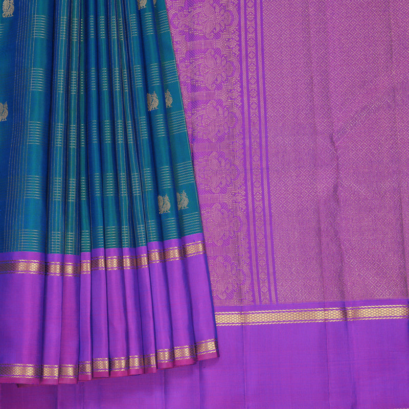 Hayagrivas Handloom Mayilkazhuthu Kanjivaram Silk Saree with Purple Border KBF578G4-2