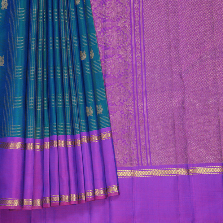 Hayagrivas Handloom Mayilkazhuthu Kanjivaram Silk Saree with Purple Border KBF578G4-2