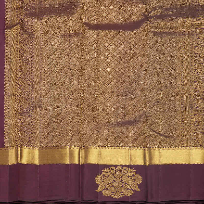 Hayagrivas Handloom Rust Orange Kanjivaram Silk Saree with Burgundy Border KBF578G5-1