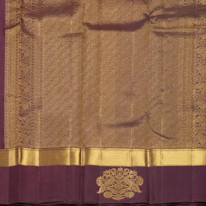 Hayagrivas Handloom Rust Orange Kanjivaram Silk Saree with Burgundy Border KBF578G5-1