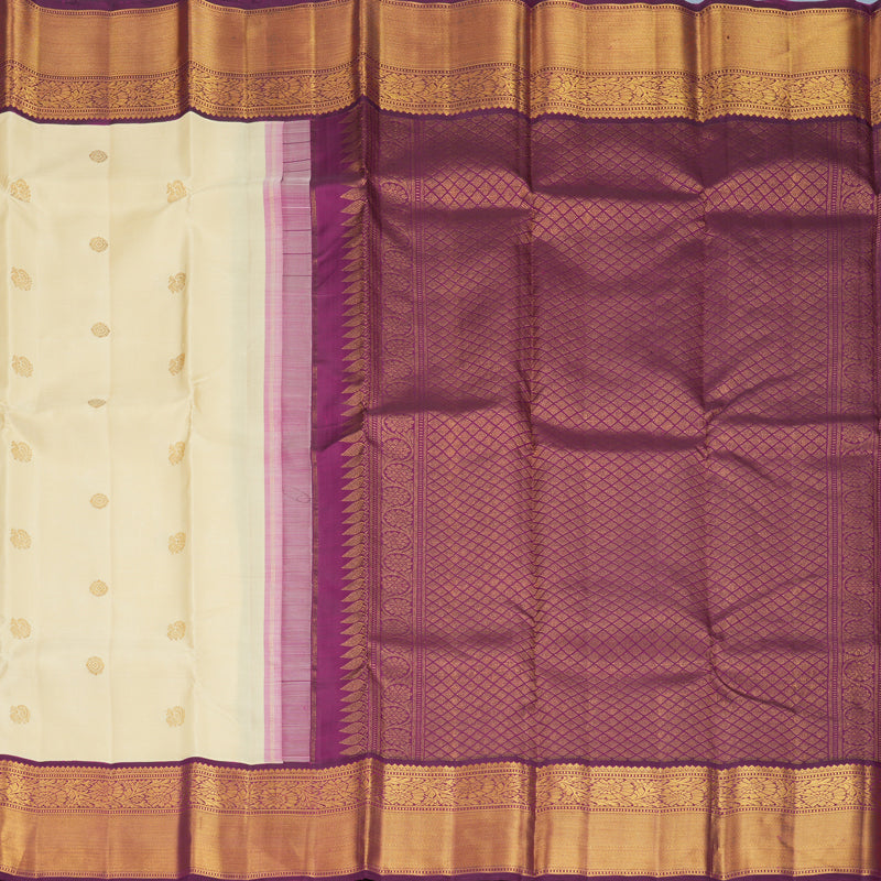 Hayagrivas Handloom Sandal Kanjivaram Silk Saree with Purple Border KBF578G6-2
