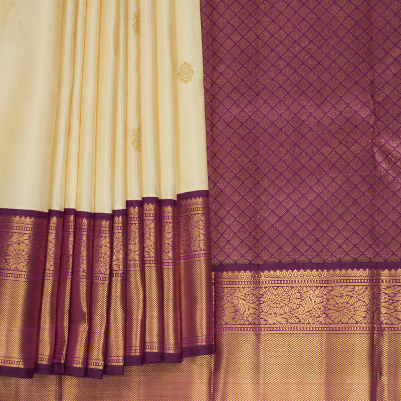 Hayagrivas Handloom Sandal Kanjivaram Silk Saree with Purple Border KBF578G6-2
