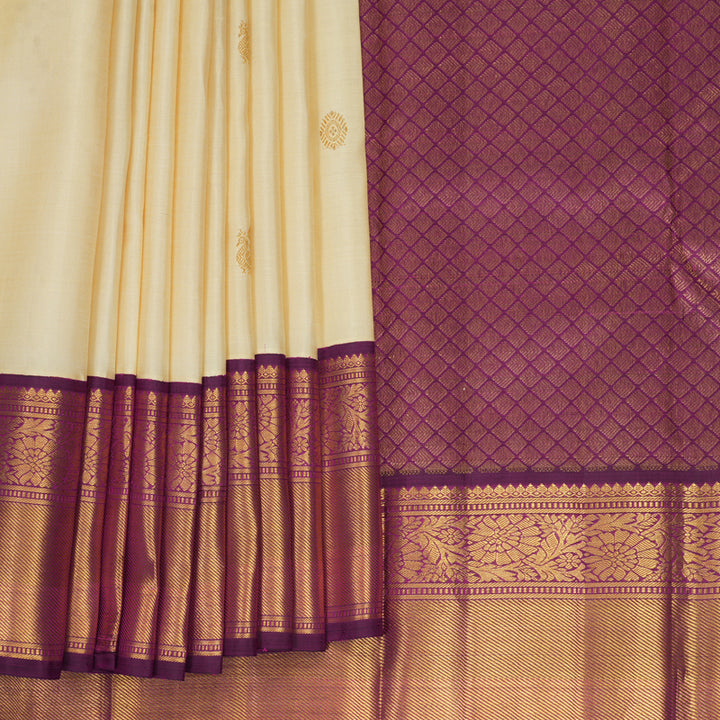 Hayagrivas Handloom Sandal Kanjivaram Silk Saree with Purple Border KBF578G6-2