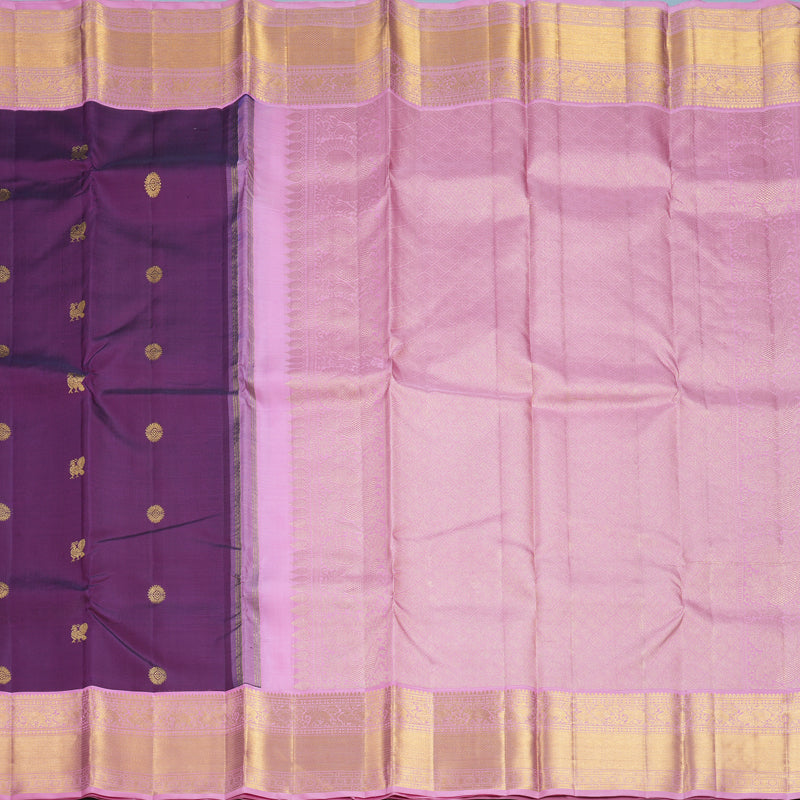 Hayagrivas Handloom Purple Kanjivaram Silk Saree with Rose Pink Border KBF578G6-3