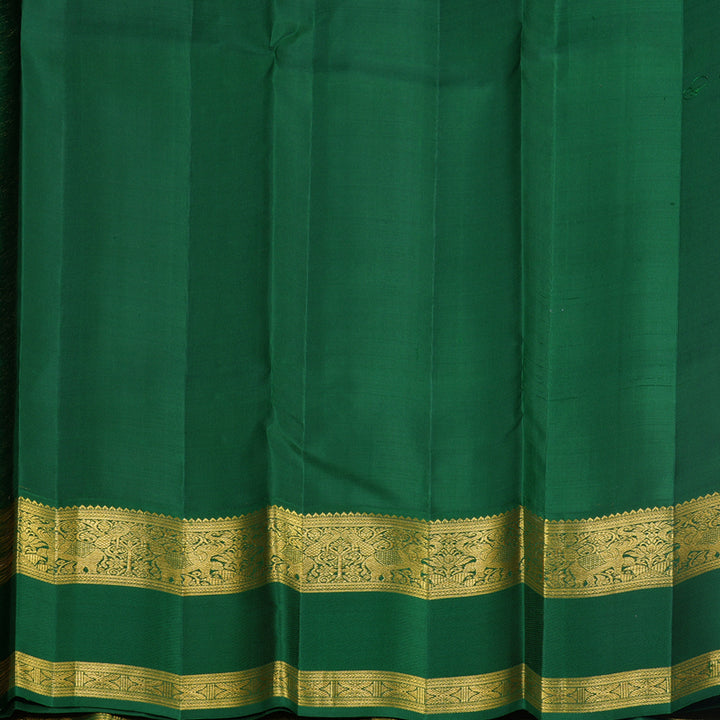 Hayagrivas Handloom Rose Pink Kanjivaram Silk Saree with Bottle Green Border KBF578G8-1