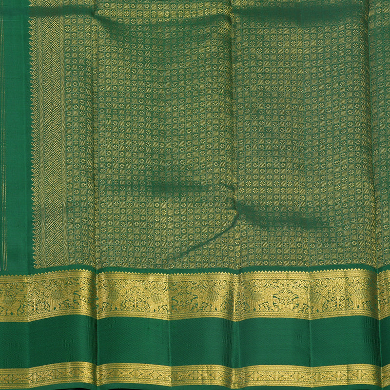 Hayagrivas Handloom Rose Pink Kanjivaram Silk Saree with Bottle Green Border KBF578G8-1