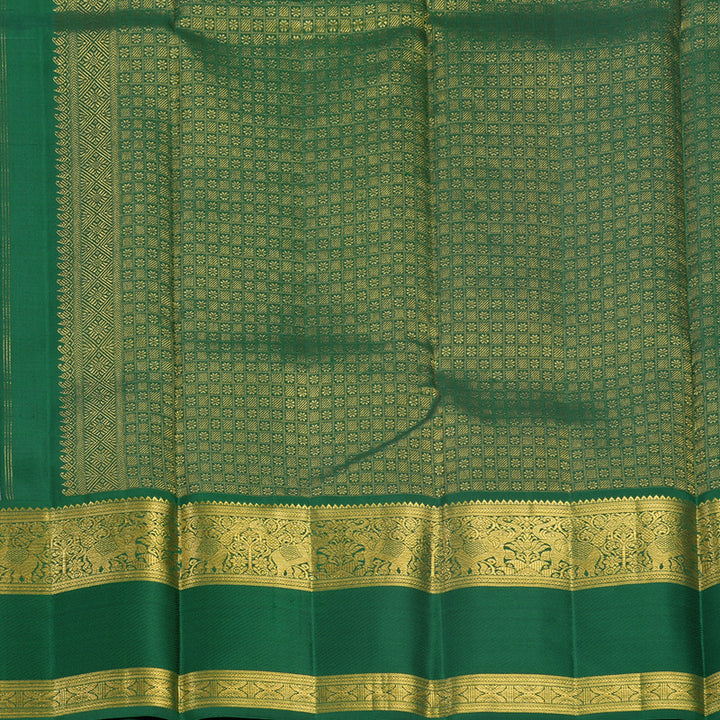 Hayagrivas Handloom Rose Pink Kanjivaram Silk Saree with Bottle Green Border KBF578G8-1