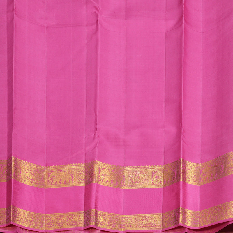 Hayagrivas Handloom Bright Teal Kanjivaram Silk Saree with Pink Border KBF578G8-3