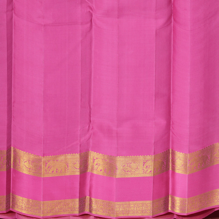 Hayagrivas Handloom Bright Teal Kanjivaram Silk Saree with Pink Border KBF578G8-3