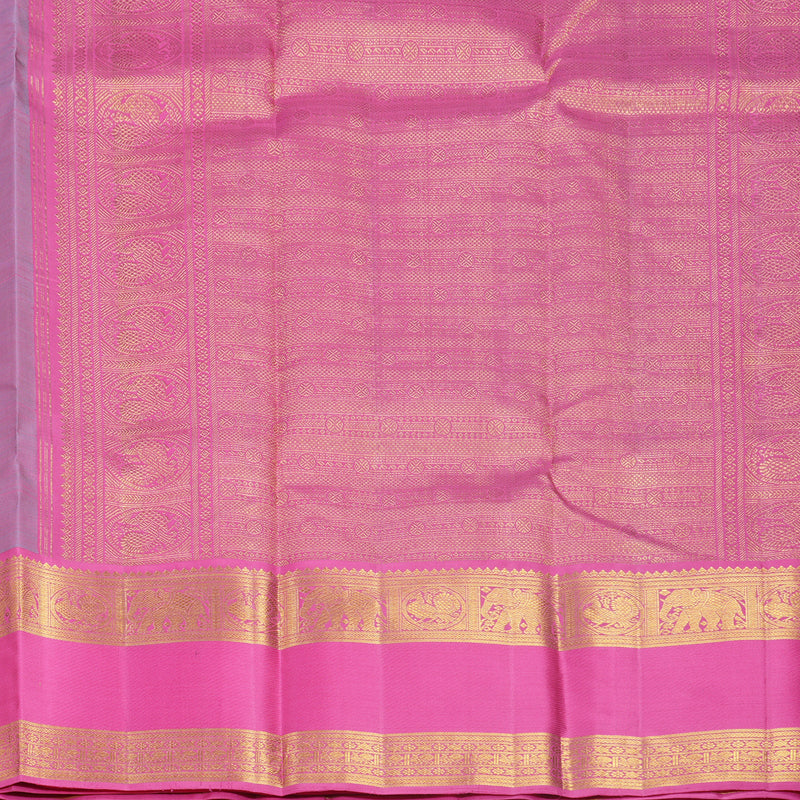 Hayagrivas Handloom Bright Teal Kanjivaram Silk Saree with Pink Border KBF578G8-3