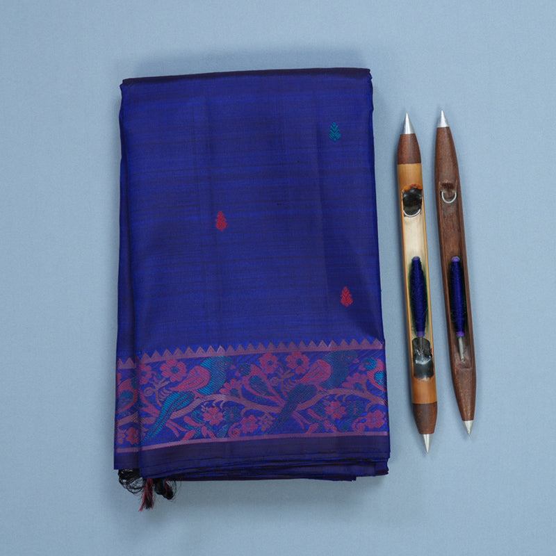 Hayagrivas Handloom Ink Blue Kanjivaram Silk Saree KBF579G3-1