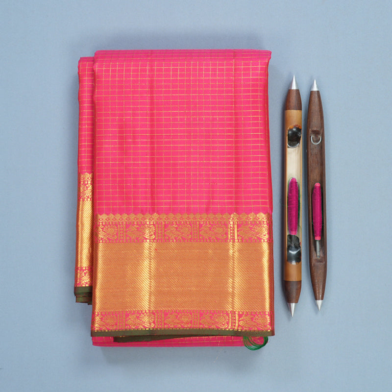 Hayagrivas Handloom Pink Kanjivaram Silk Saree KBF579G4-1