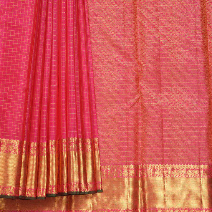 Hayagrivas Handloom Pink Kanjivaram Silk Saree KBF579G4-1