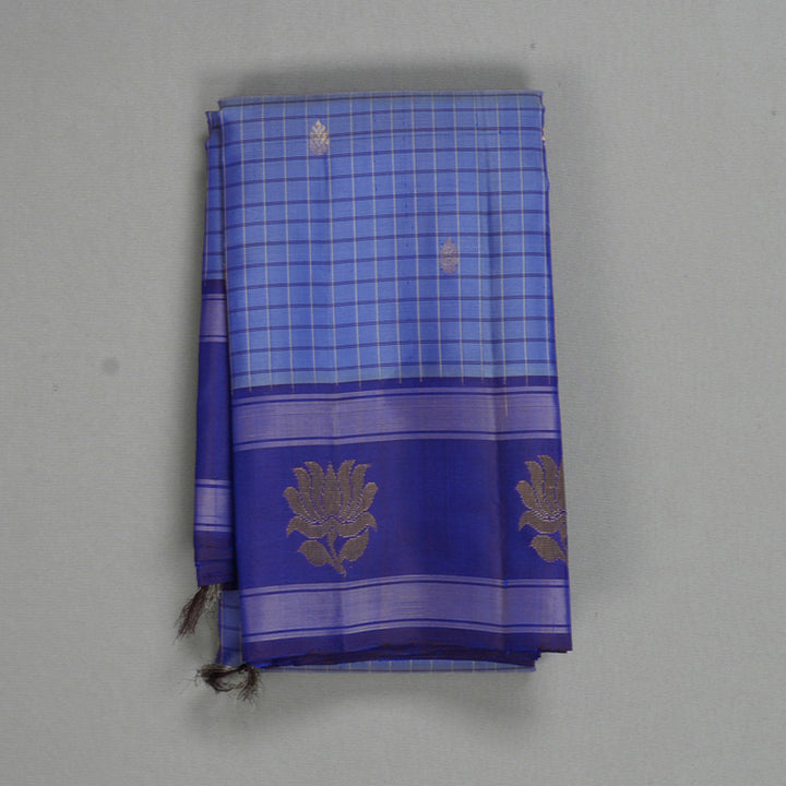 Hayagrivas Handloom Light Blue Kanjivaram Silk Saree with Ink Blue Border KBF581G10-7