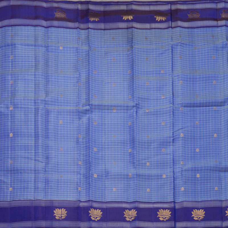 Hayagrivas Handloom Light Blue Kanjivaram Silk Saree with Ink Blue Border KBF581G10-7