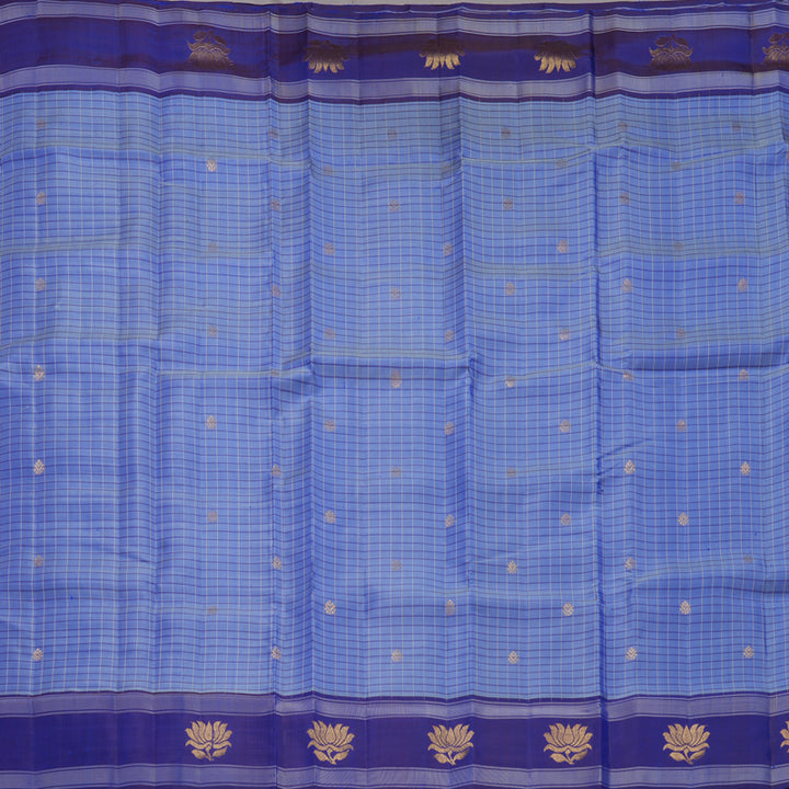 Hayagrivas Handloom Light Blue Kanjivaram Silk Saree with Ink Blue Border KBF581G10-7
