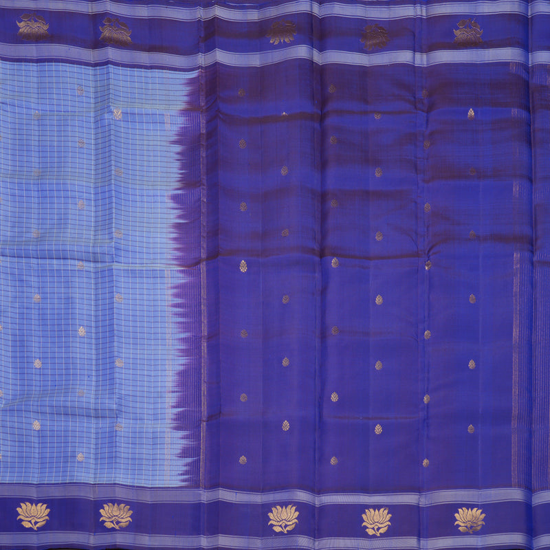 Hayagrivas Handloom Light Blue Kanjivaram Silk Saree with Ink Blue Border KBF581G10-7